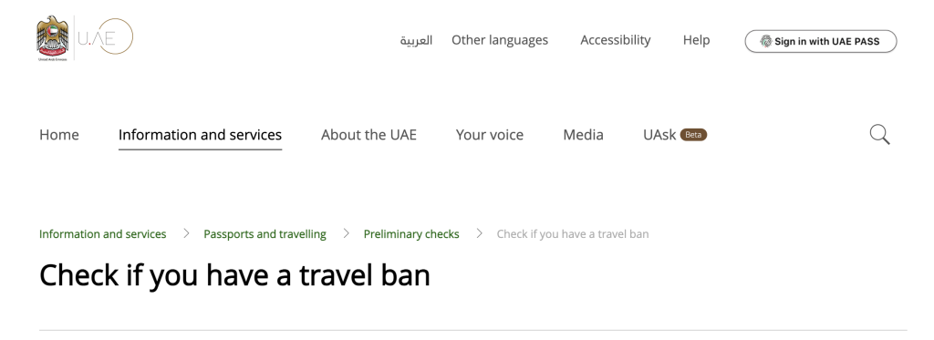 travell ban UAE